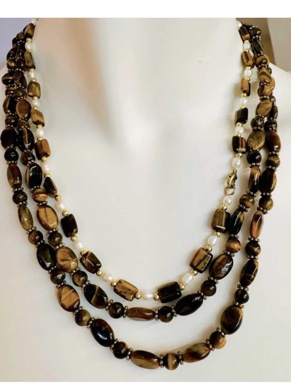 Vintage 4 PIece Hand Crafted Brown Tiger Eye jewelry lot.